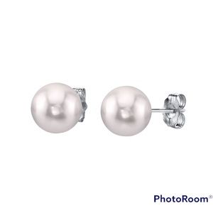 White Akoya Pearl Stud Earrings with White Gold Posts